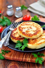 Potato cakes with meat and onions