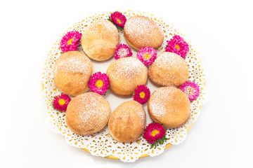 Homemade Donuts Decorated with Flowers