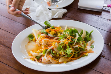 delicious spicy seafood salad