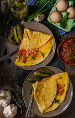 Omelet with chorizo and cheddar cheese