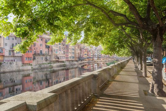 Embankment of Onyar river in Girona