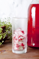 Fototapeta na wymiar home made cranberry and rosemary lemonade