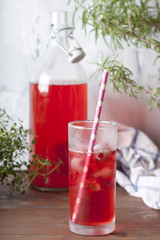 home made cranberry and rosemary lemonade