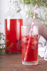 home made cranberry and rosemary lemonade