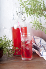 home made cranberry and rosemary lemonade