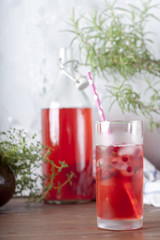 home made cranberry and rosemary lemonade