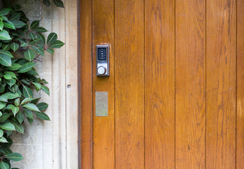 Electronic Door Handle With Numeric Buttons on Old Door