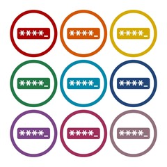 Password typing icons set