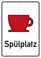 gs9 GastronomieSchild - Tassenampel rot - Kuchengeschirr Spülplatz - A2 A3 A4 Plakat - ks107 Kombi-Schild - g4498