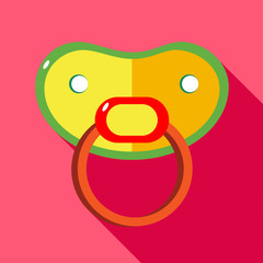 Baby dummy icon in flat style with long shadow