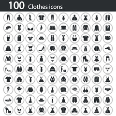 Set of one hundred clothes icon