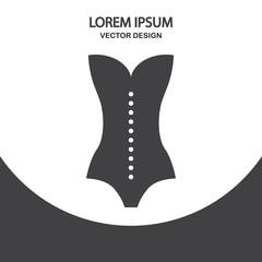 Woman corset icon on the background