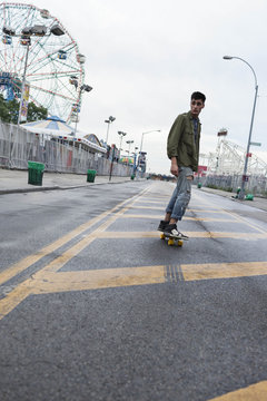 Young man skateboarding
