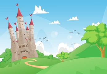 Beautiful landscape with Fairy tale castle  © wisnu_Ds