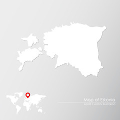 Vector map of Estonia with world map infographic style.

