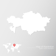 Vector map of Kazakhstan with world map infographic style.
