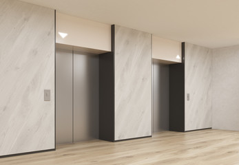 Interior with elevators