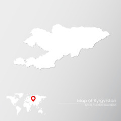 Vector map of Kyrgyzstan with world map infographic style.


