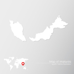 Vector map of Malaysia with world map infographic style.

