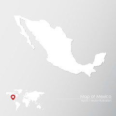 Vector map of Mexico with world map infographic style.

