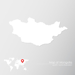 Vector map of Mongolia with world map infographic style.

