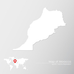 Vector map of Morocco with world map infographic style.

