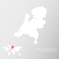 Vector map of Netherlands with world map infographic style.

