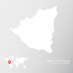 Vector map of Nicaragua with world map infographic style.

