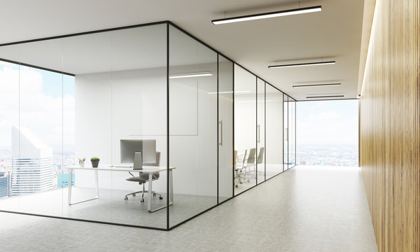 Office interior with NY view