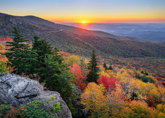 Blue Ridge Mountains, scenic sunrise, North Carolina