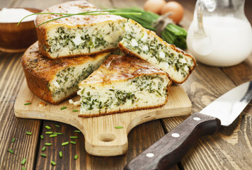 Pie with spring onion