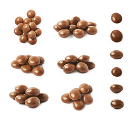 Chocolate glazed nut candy isolated