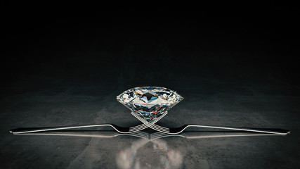 cutlery with diamond. 3d rendering