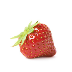 Single ripe red strawberry isolated