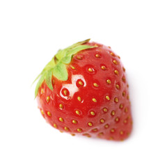 Single ripe red strawberry isolated