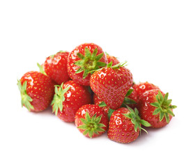 Pile of multiple strawberries isolated