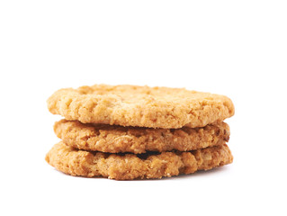 Pile stack of oatmeal cookies isolated