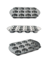 Metal muffin pan isolated