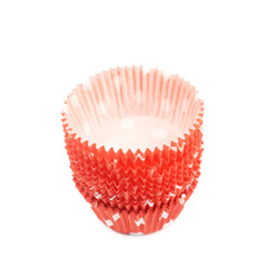 Red polka dot cupcake cup isolated