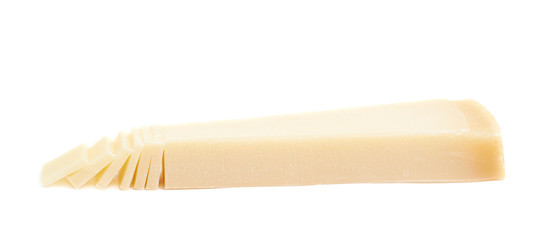 Piece of a parmesan cheese isolated