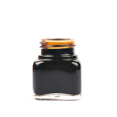 Tiny bottle filled with black ink