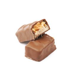 Caramel chocolate bar isolated
