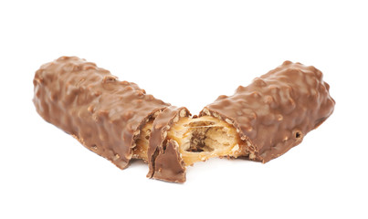 Caramel chocolate bar isolated