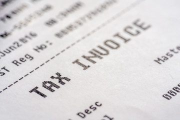 Tax invoice receipt with macro view