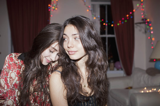 Young women at a party