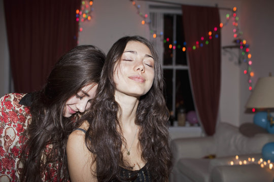 Young women at a party