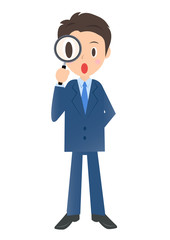 検索するビジネスマン　男性会社員のイラスト素材