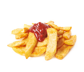 Pile of french fried potato slices isolated