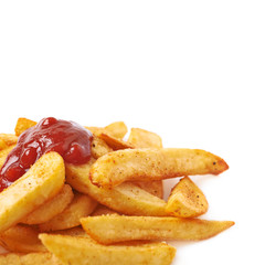 Pile of french fried potato slices isolated