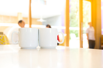Coffee mug in coffee shop